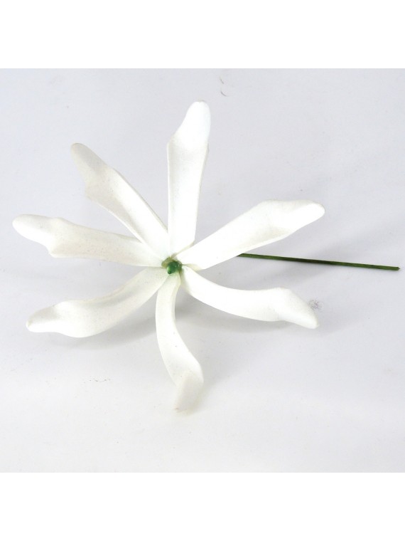 FLEUR DE TIARÉ 12 cm SUR TIGE METAL