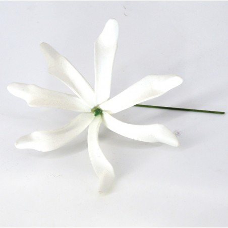 FLEUR DE TIARÉ 12 cm SUR TIGE METAL