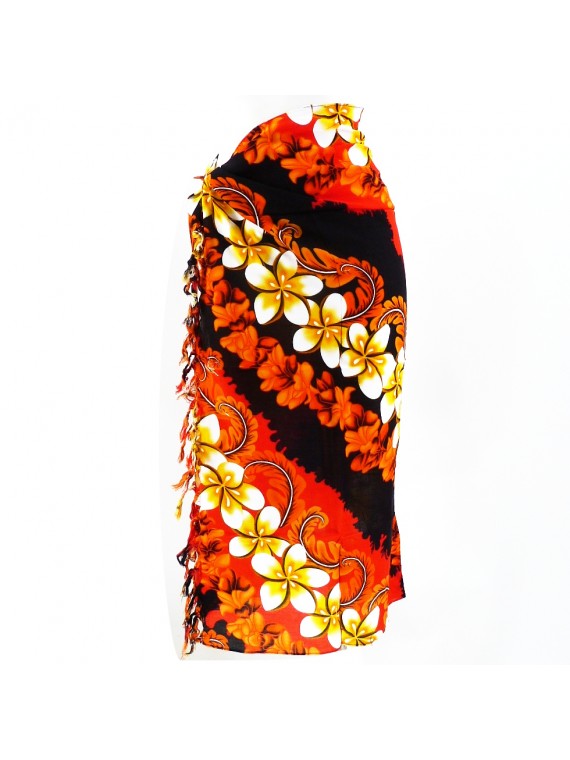 Paréo orange frise tipanié fond noir