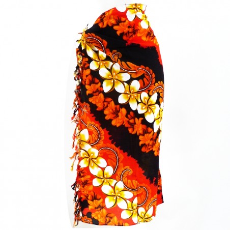 Paréo orange frise tipanié fond noir