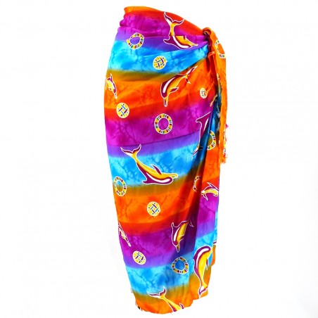 paréo rose dauphin et tortue