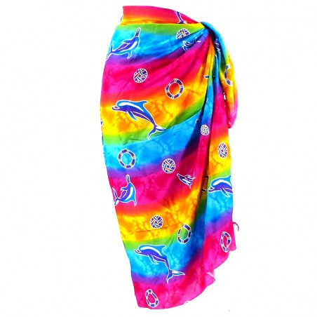 paréo rose dauphin et tortue