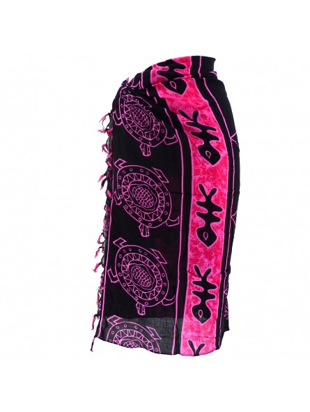 Paréo noir et rose tortue poisson
