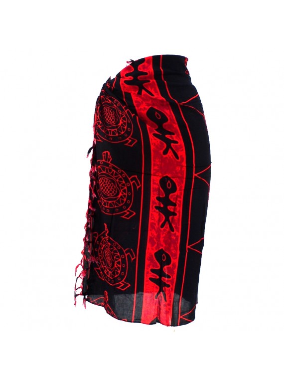 Paréo noir et rouge tortue poisson