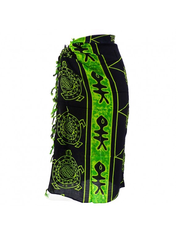 Paréo enfant noir et vert tortue poisson