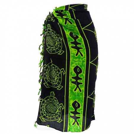 Paréo enfant noir et vert tortue poisson