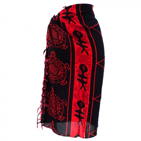 Paréo enfant noir et rouge tortue poisson