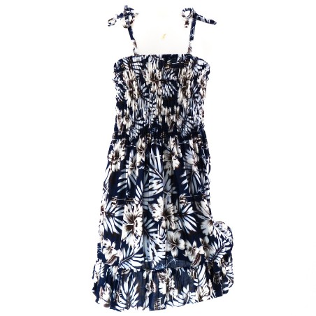 robe enfant couleur bleu marine motifs tropicaux