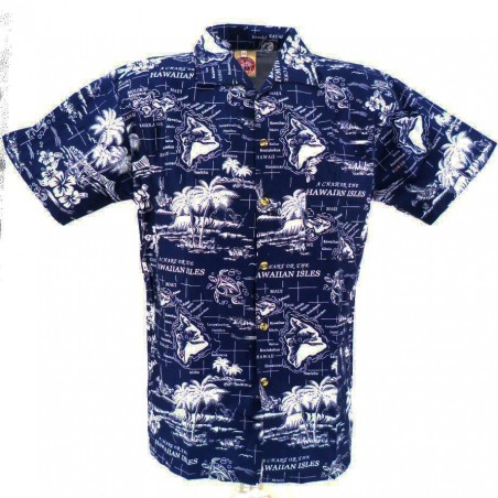 Chemise hawaïenne bleu marine Hawaiian