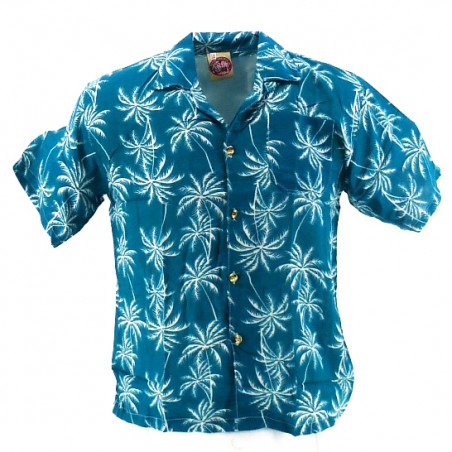 Chemise Hawaïenne Garçon Palmeraie - Bleue