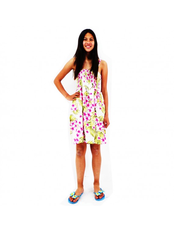 robe d'été enfant couleur blanche motif imprimé petites fleurs rose