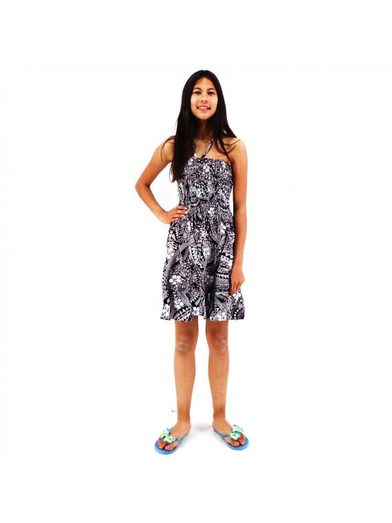 robe enfant couleur noir motifs tatouage polynesien
