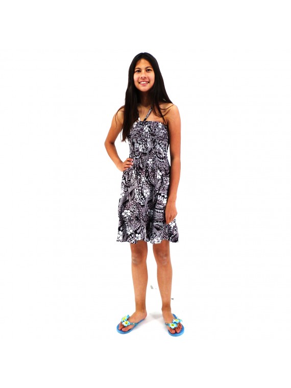 robe enfant couleur noir motifs tatouage polynesien