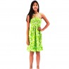 robe enfant couleur verte motifs petite  fleurs de tiaré