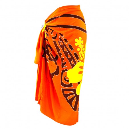 Paréo orange Tattoo et Hibiscus