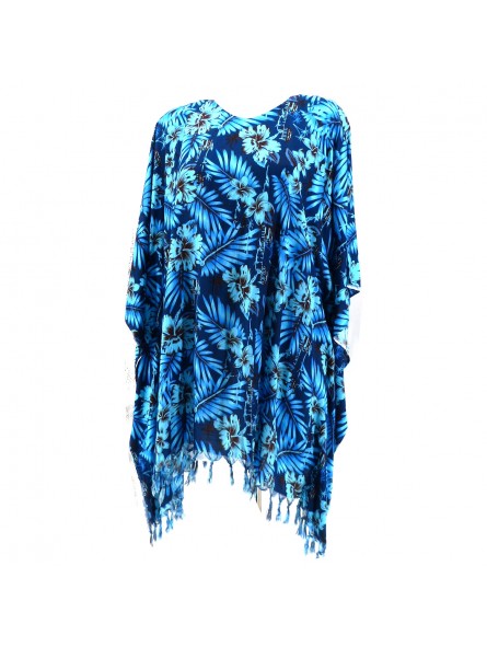 Tunique Femme couleur Bleu Turquoise motifs plage tahitienne