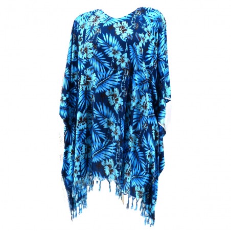 Tunique Femme couleur Bleu Turquoise motifs plage tahitienne