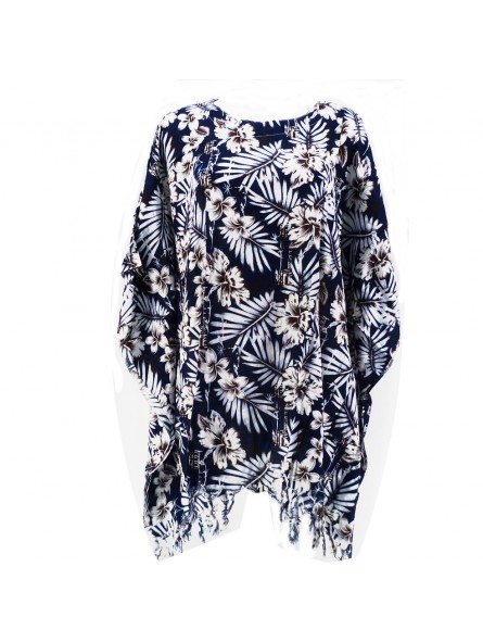Tunique Femme couleur bleu marine motif jungle tropicale