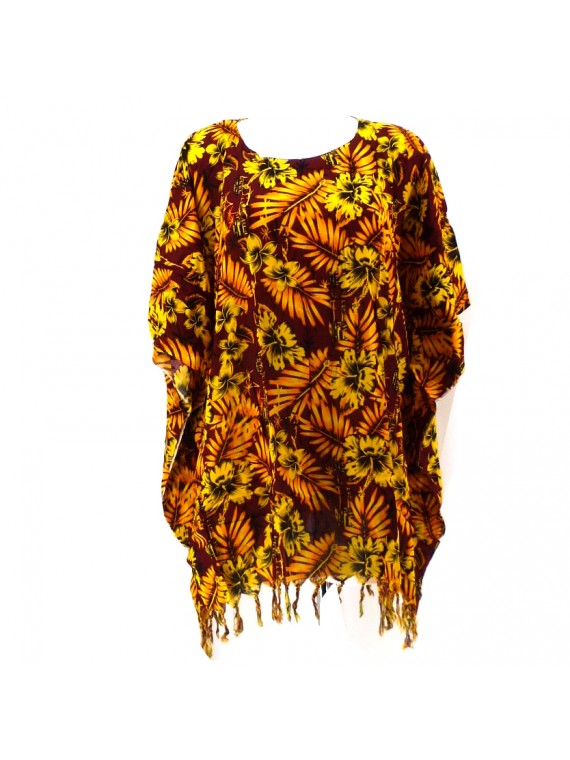 Tunique Femme couleur marron or motifs jungle tropical