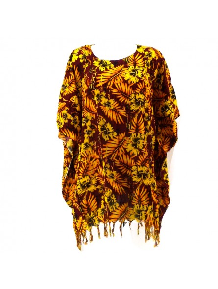 Tunique Femme couleur marron or motifs jungle tropical