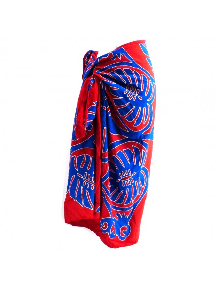 Paréo rouge et bleu feuille de Uru