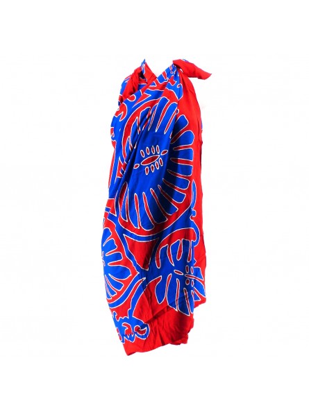 Paréo rouge et bleu feuille de Uru