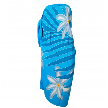 Paréo turquoise feuillage et tiaré