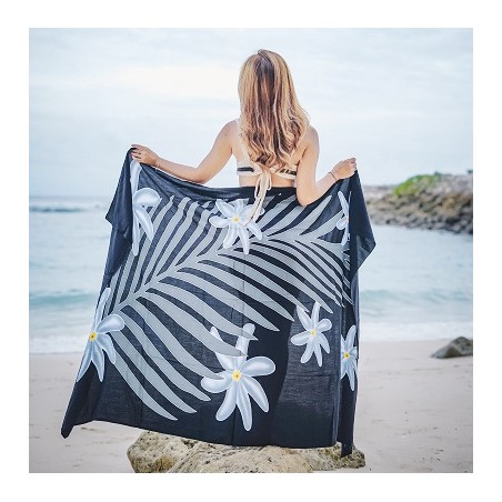 Paréo Noir feuillage et tiaré