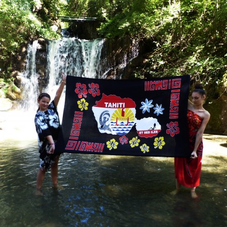 Paréo Noir Tahiti et ses Îles