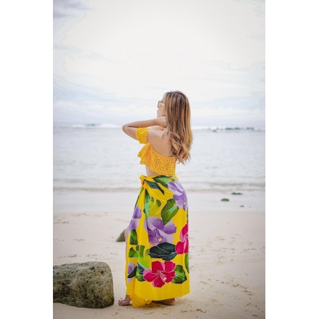 Paréo Jaune Hibiscus Maïté