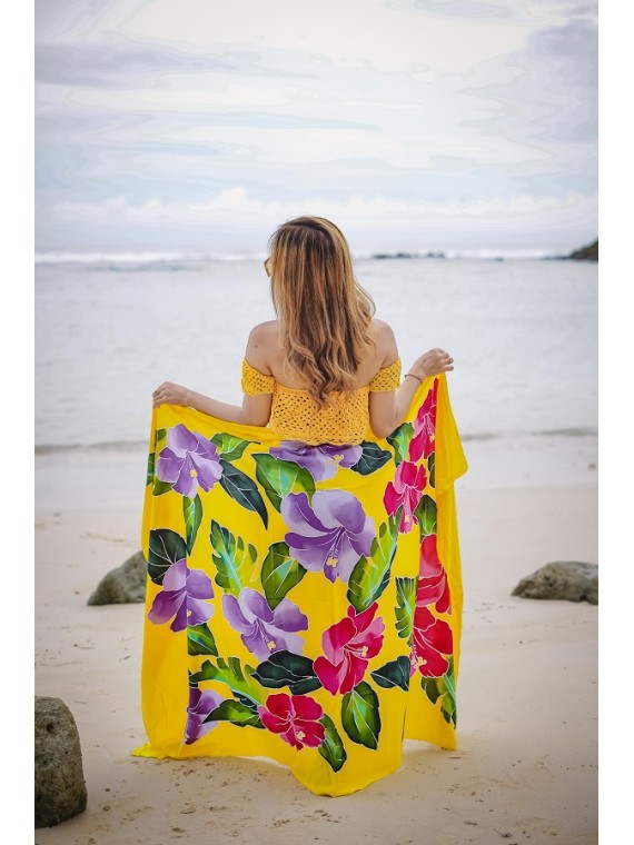 Paréo Jaune Hibiscus Maïté