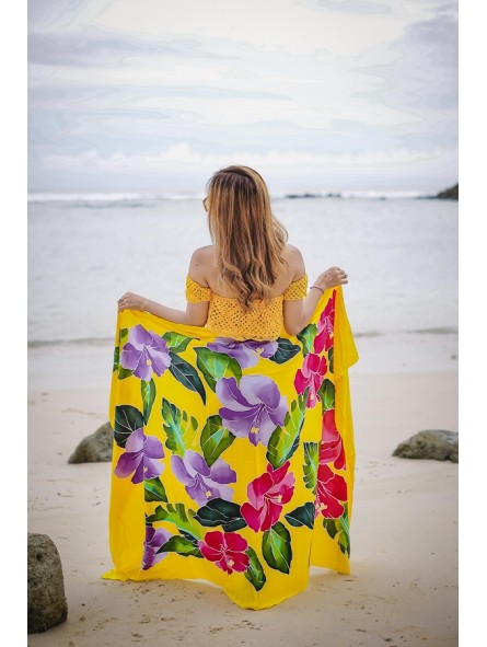 Paréo Jaune Hibiscus Maïté