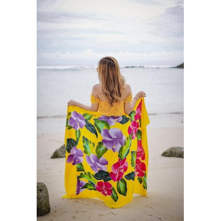 Paréo Jaune Hibiscus Maïté