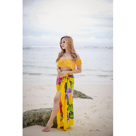 Paréo Jaune Hibiscus Maïté