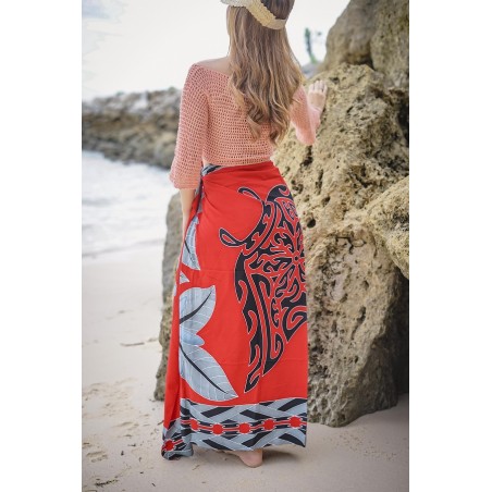 Paréo rouge Tatouage Raie Manta