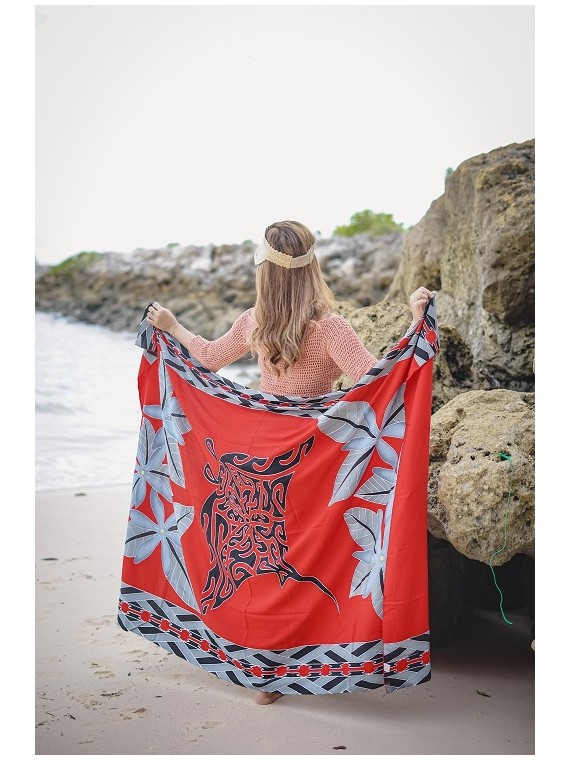 Paréo rouge Tatouage Raie Manta