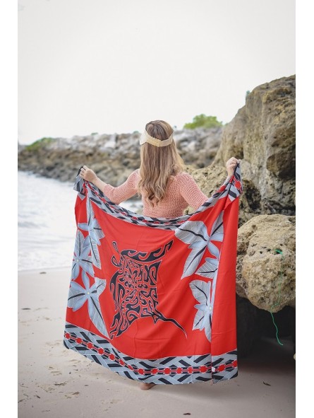 Paréo rouge Tatouage Raie Manta