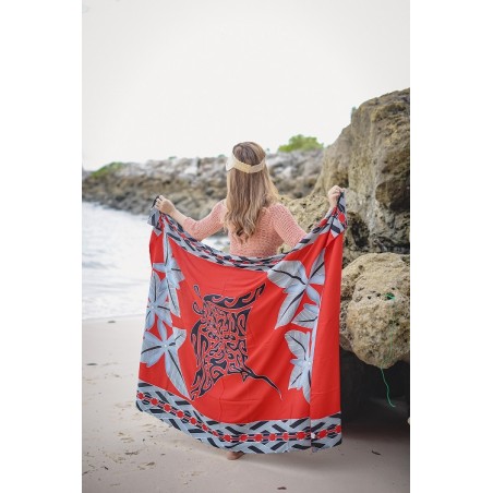 Paréo rouge Tatouage Raie Manta