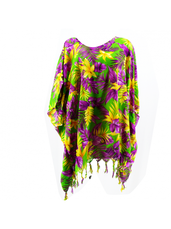 Tunique Femme vert et violet motifs florals