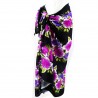 Paréo Noir et violet hibiscus line