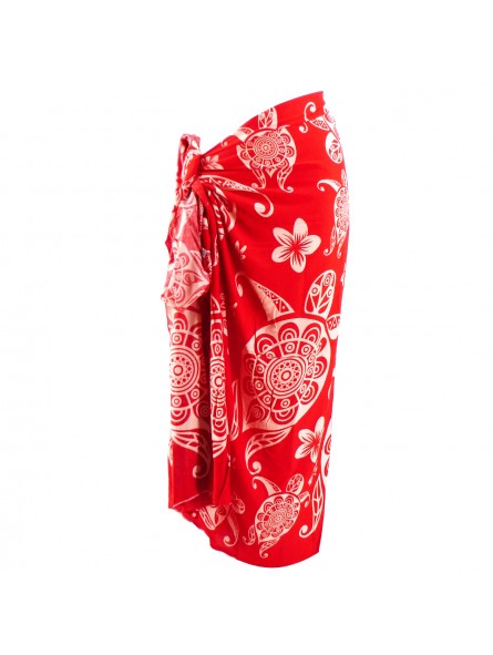 Paréo Rouge tatouage tortue mandala