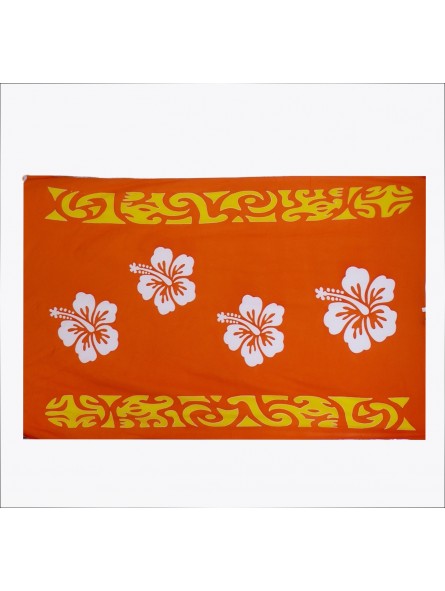 Paréo Orange Quadruple Hibiscus