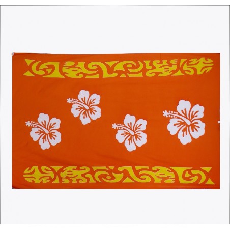 Paréo Orange Quadruple Hibiscus