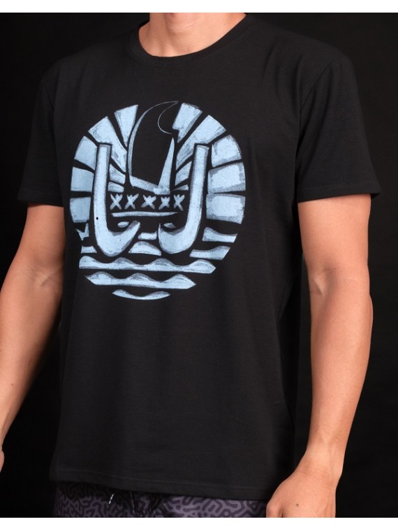 T-shirt Noir VA'A TAHITI Drapeau Tahitien