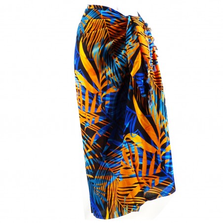 Paréo orange et bleu leaf