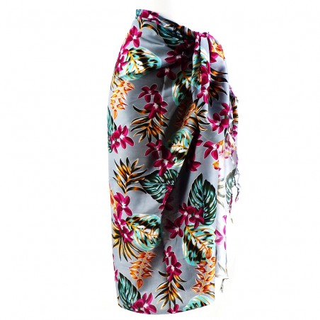 Paréo gris fleuri oahu