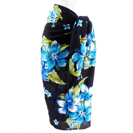 Paréo noir et bleu hibiscus sinensis