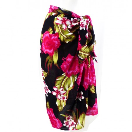 Paréo noir et fushia hibiscus Syriacus