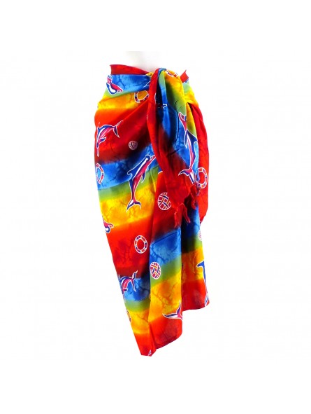 paréo rose dauphin et tortue