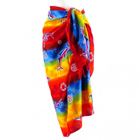 paréo rose dauphin et tortue